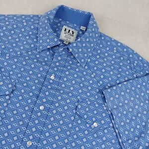 Ely Cattleman XLT Mens Shirt Western Cowboy Short Sleeve Geometric‎ 25x33